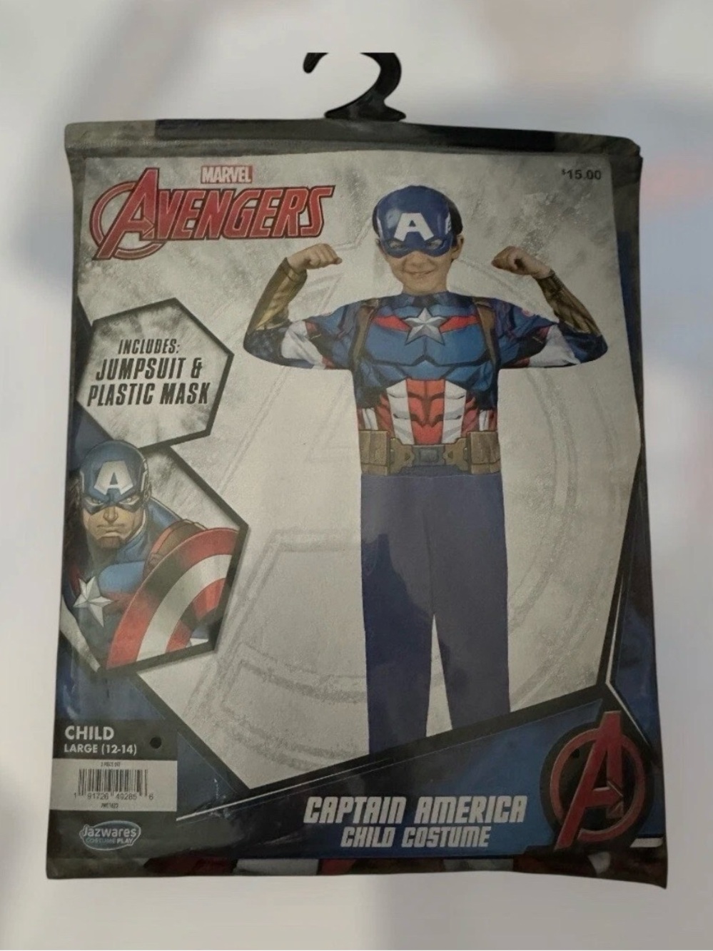 Avengers Captain America Boys Jumpsuit & Mask Halloween Costume Large 12-14